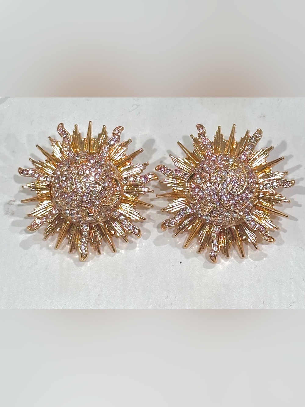 Swarovski Crystals Gold-Tone Sunburst Earrings - Picture 2 of 4